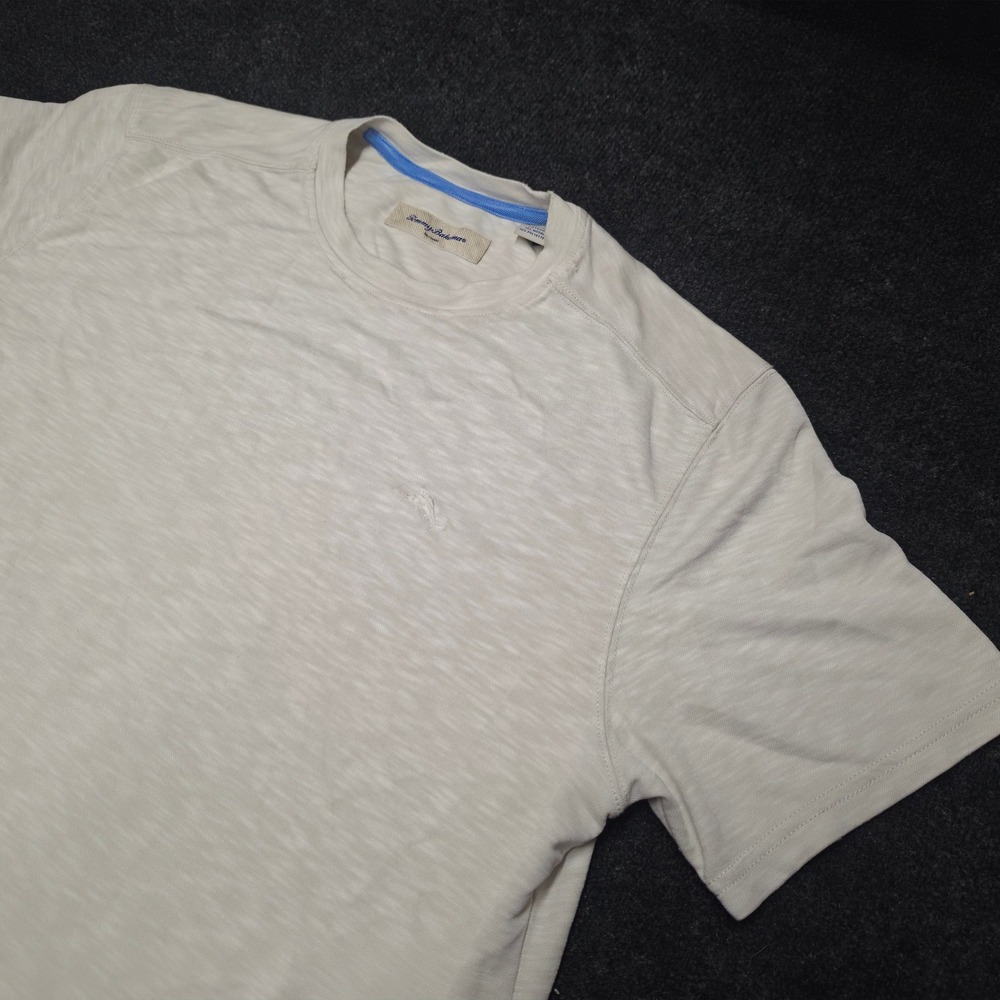 Tommy Bahama Bali Skyline T-Shirt Mens Large Beige Modal Slub Crewneck Marlin